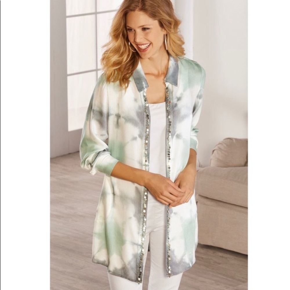 NWT Soft surroundings  Heavenly Soft tie dye swimsuit cover/ Aegean topper | M